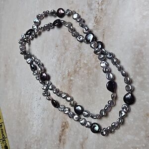 😍Honora 925 Silver & Grey Nugget & Coin Pearl Necklace😍